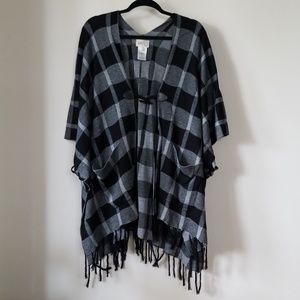 Plaid poncho